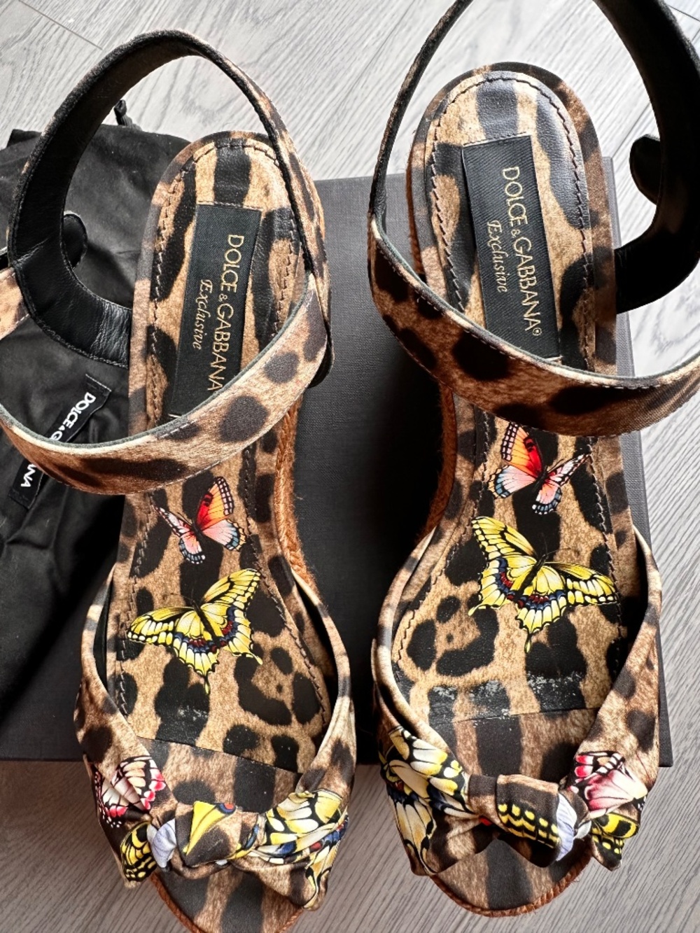 Dolce & Gabbana Leopard Print Butterfly Wedges Espadrilles with Box Size 10.5 - Picture 7 of 10